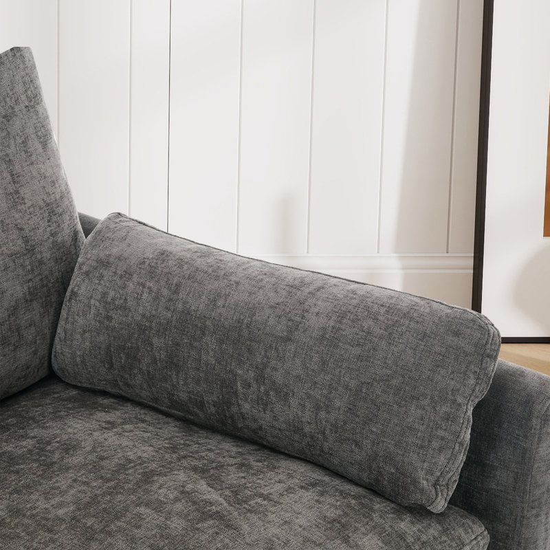 68" W Upholstered Loveseat With Pillows, Gray