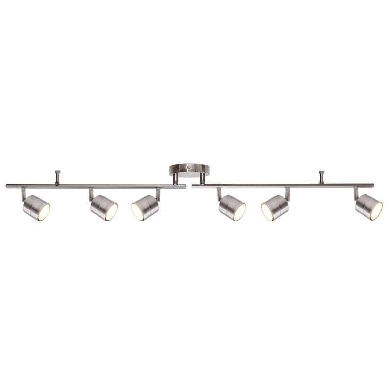 Brushed Nickel 6-Light LED Swivel Track Lighting Kit