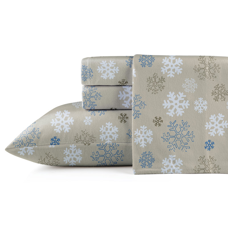 Ensemble de draps 100% coton en flanelle imprimée 170 g / m² Pointehaven, Ensemble de draps pour lit double + drap-housse + 