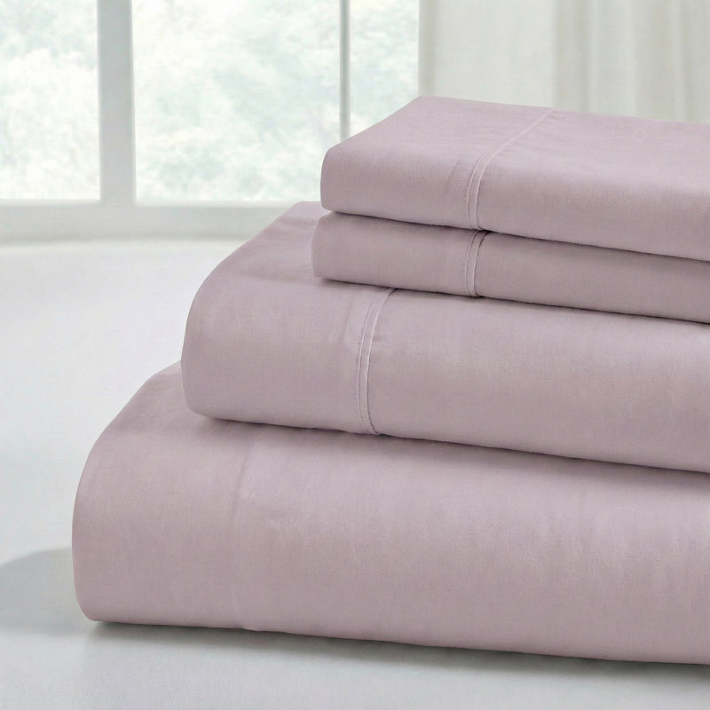 Ensemble de draps en microfibre 4 pièces Modern, Twin Sheet Set with 1 Pillowcase, Mauve