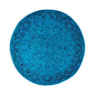 Overdyed Hand-Knotted Wool Modern-Contemporary Blue Area Rug 6' 2" x 6' 3"