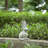Weathered Cement Rabbit Statue