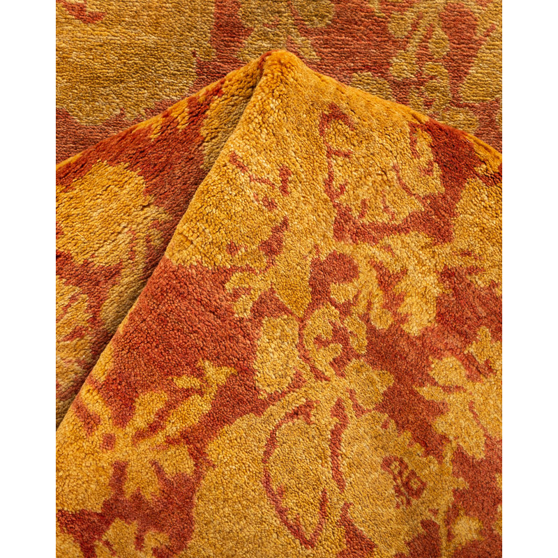 Tapis orange / jaune noué à la main Trenicia Mogul 4 pi 1 po x 6 pi 1 po
