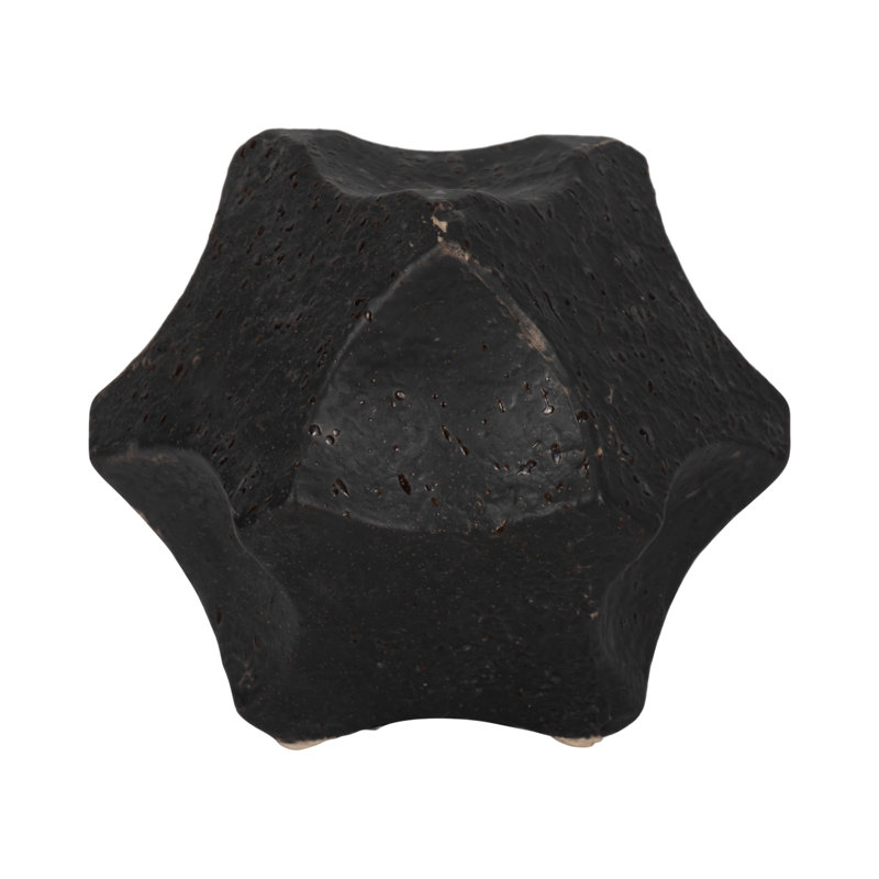 Textured Geometric Orb, Black, 5" H x 6" W x 6" D