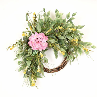 Couronne d'hortensia fabriquée à la main 24 po pour porte d'entrée