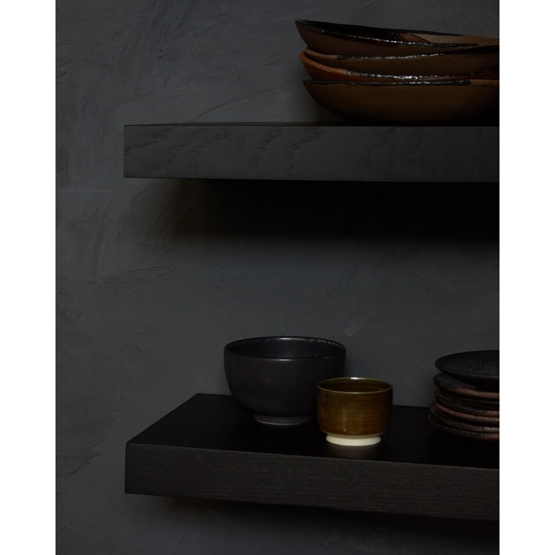 Wall Oak Solid Wood Floating Shelf, Oak Black, 2" H x 27.6" W x 8.7" D
