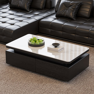 Table basse moderne avec comptoir de rangement en granit