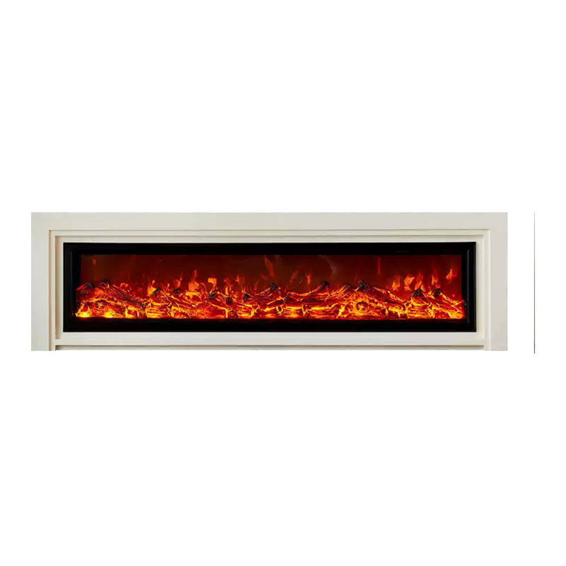 Beige Solid Wood TV Cabinet Fireplace, Beige, 23.62" H x 62.99" W x 12.99" D