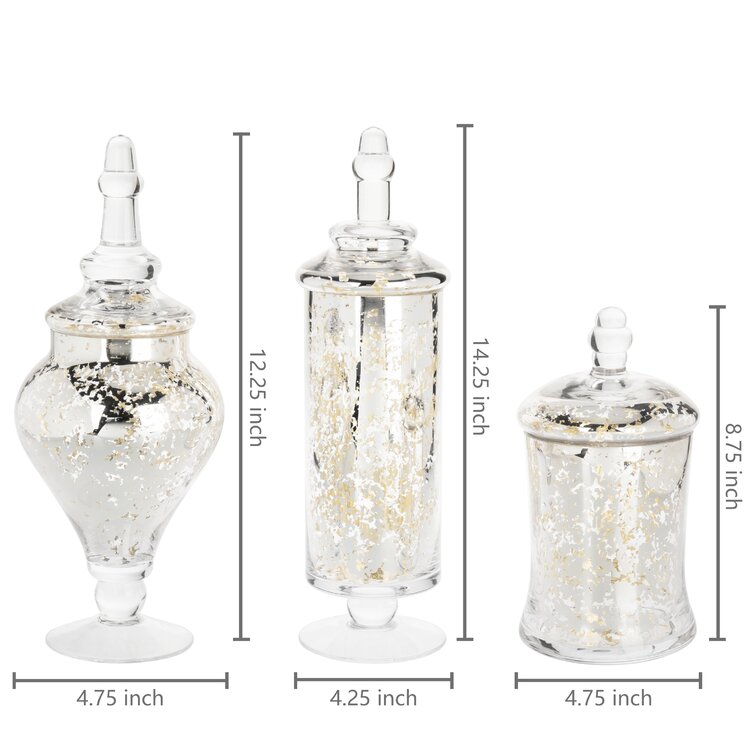 4 Piece Clear Glass Apothecary Jar Set