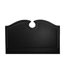 Très grand lit noir invitant avec combinaison de similicuir et de bois pour une chambre accueillante et confortable, avec revêtement en tissu noir