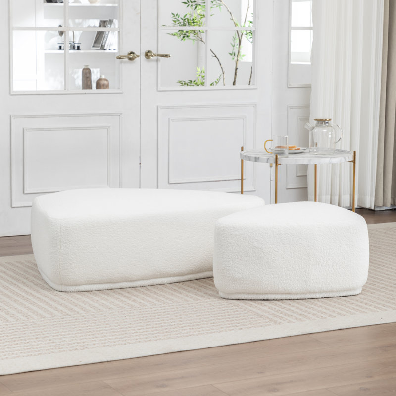 Sam 2 - Piece Faux Fur Upholstered Ottoman, White