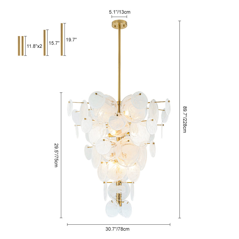 12 - Light Misty Glass Layered Chandelier