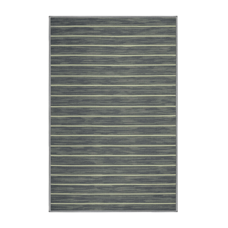 Tapis gris à rayures horizontales lavable à la machine, Tapis de couloir 2 pi x 4 pi