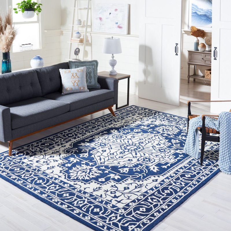 Micro-Loop Hand Tufted Wool And Cotton With Latex Oriental Rug, Rectangle 8' x 10'