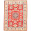 Tapis unique rouge / bleu en laine noué à la main de style années 2010 de 5 pi x 6 pi 6 po Qaiden