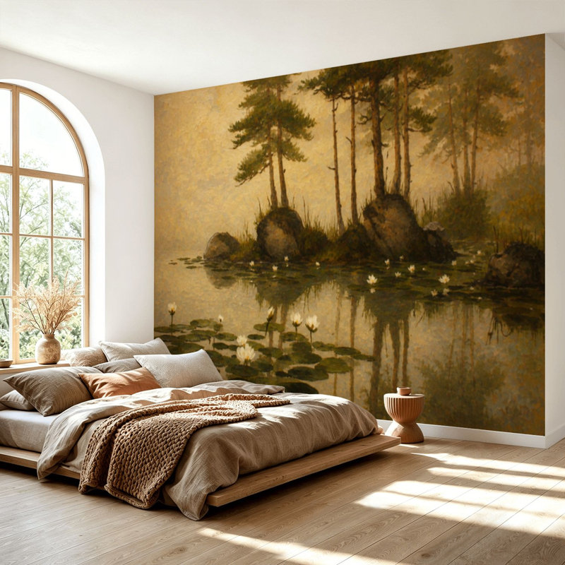 Papier peint adhésif auto-adhésif moderne pour la chambre à coucher Peel and Stick L 69 po x l 96 po avec impression de style impressionniste