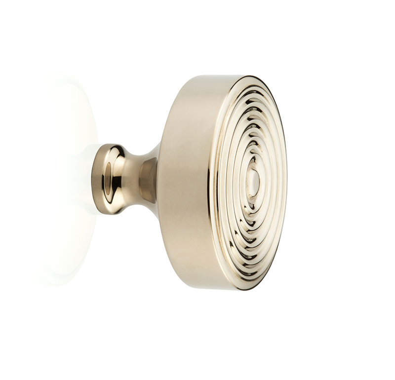 Poignée ronde Zara de 1 1/2 po de diamètre, Nickel poli, H 1,26 po x l 1,25 po x P 1,25 po