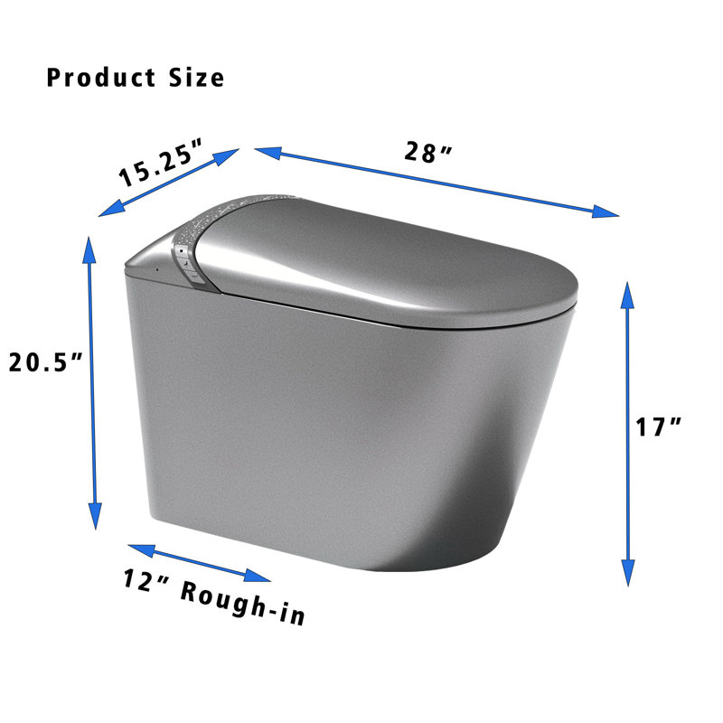 Toilette intelligente avec bidet Yingze, bouclier en mousse automatique et chasse de pieds - siège chauffant sans réservoir, séchoir à air chaud, veilleuse à DEL, buse autonettoyante, toilette moderne une pièce pour la salle de bain