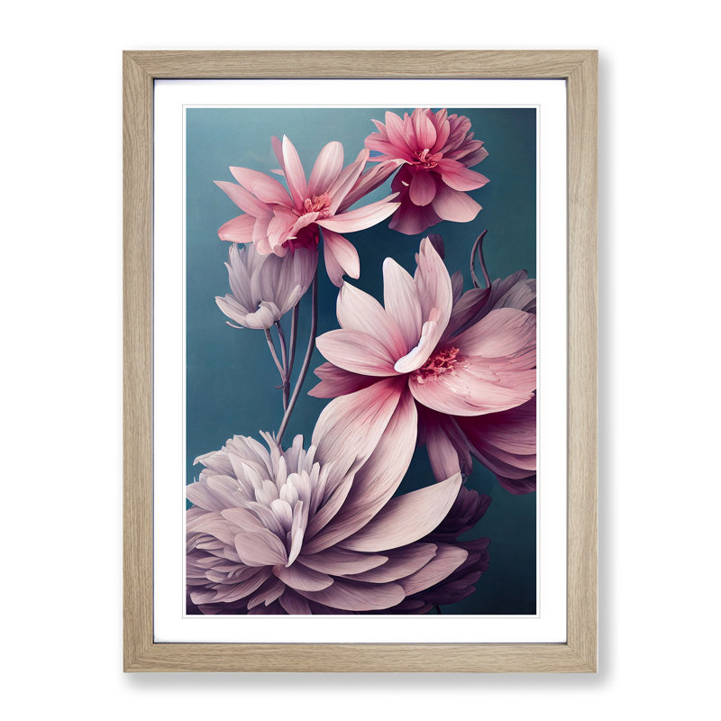 Luminous Flowers - Framed Print, 46cm H x 34cm W x 2cm D, Oak