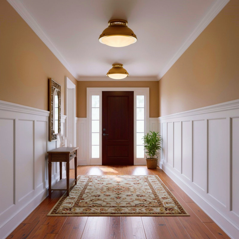 14-Inch Polished Brass Recessed Light Fixture, Dual-Head, 8" H x 14" W x 14" D, Gold