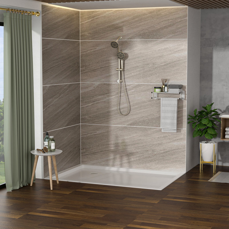 Brushed Nickel Shower System: 4.7" Rain Showerhead, 7 Hand Shower, Adjustable Bar & Arm Multi With Showerhead Slide