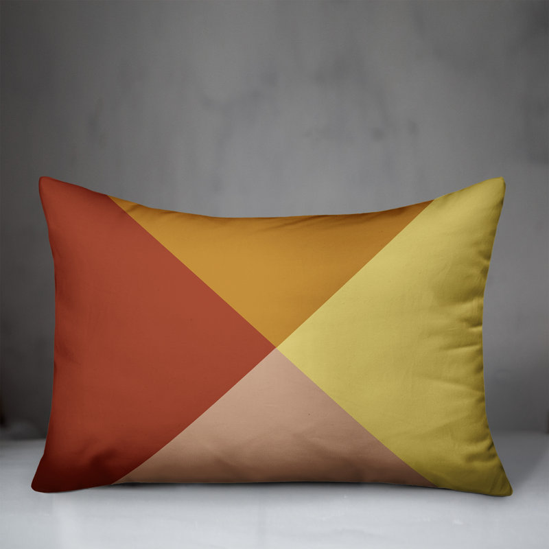  Coussin intérieur / extérieur géométrique, Brun / Beige / Pêche