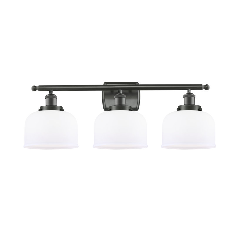 Éclairage pour salle de bain à 3 lumières 28 po Ballston Urban Bell, Blanc mat, Incandescent, Bronze frotté à l'huile