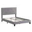 Full Size Modern Bed - Upholstered With Linen Button Headboard No Box Spring Needed Wood Slat Support Easy Assembly Style Grey Frame Look
