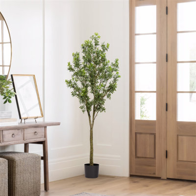 Olive artificielle, plante artificielle en pot de 180 cm de hauteur avec des branches d'olivier et des fruits pour la décoration intérieure de la maison, du bureau ou du salon, 1pc / ensemble