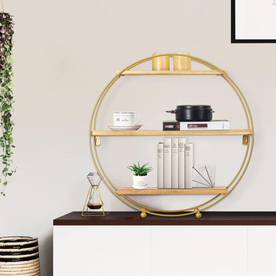 Alaina 3 Piece Circle Wood Floating Shelf