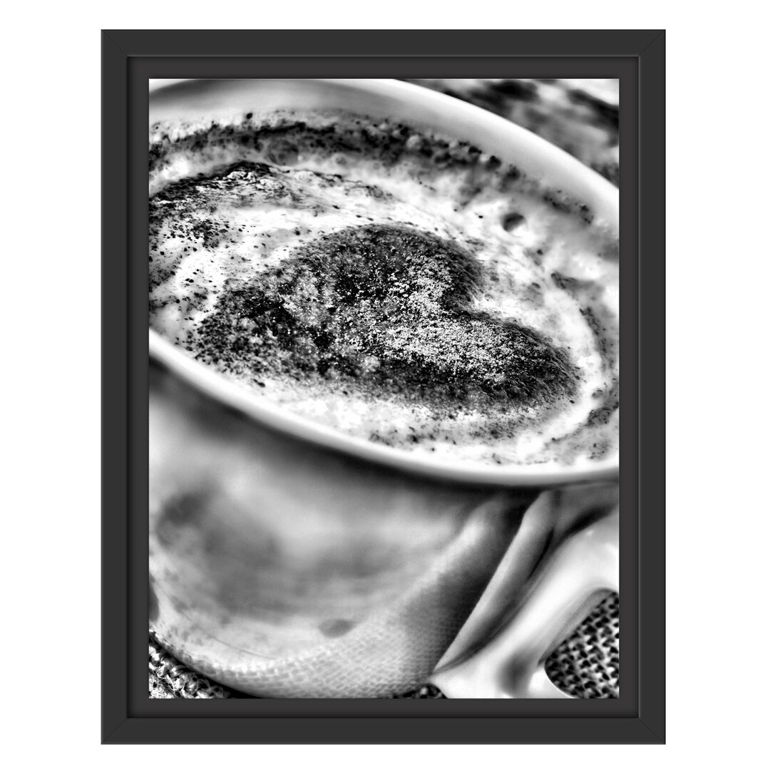 Gerahmtes Poster Kaffee mit Herz