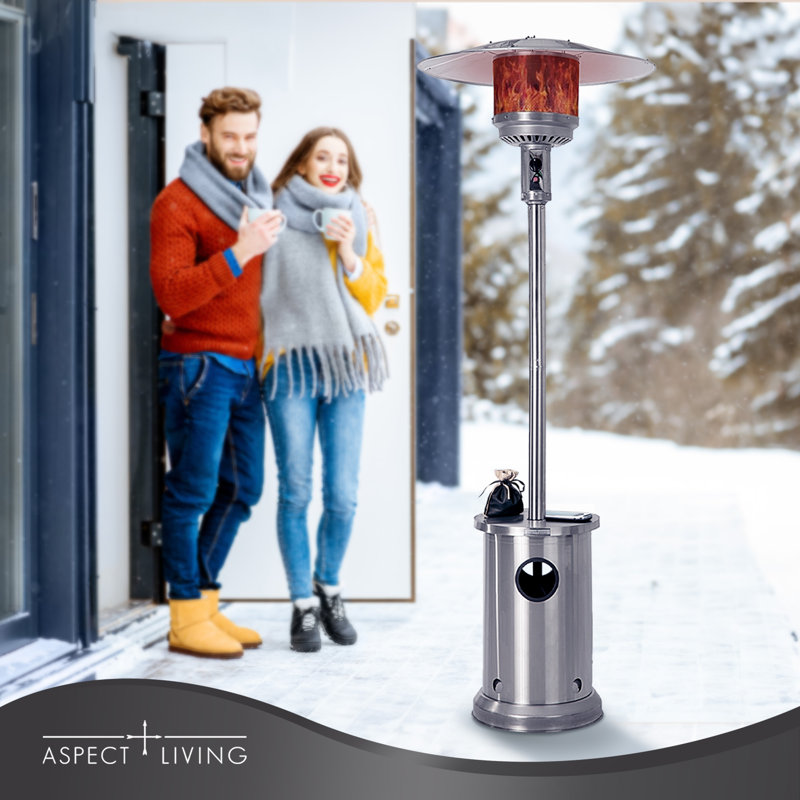 Tall Stainless Steel Outdoor Propane Patio Heater with Table