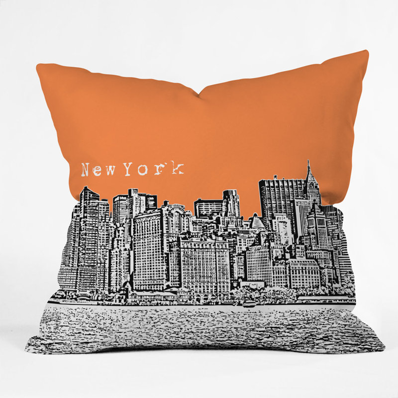 Bird Ave New York Throw Pillow, 20" x 20", Orange