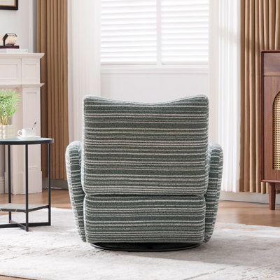 Chaise de loisirs pivotante à 360 ° de style moderne avec accoudoirs rayés en tissu
