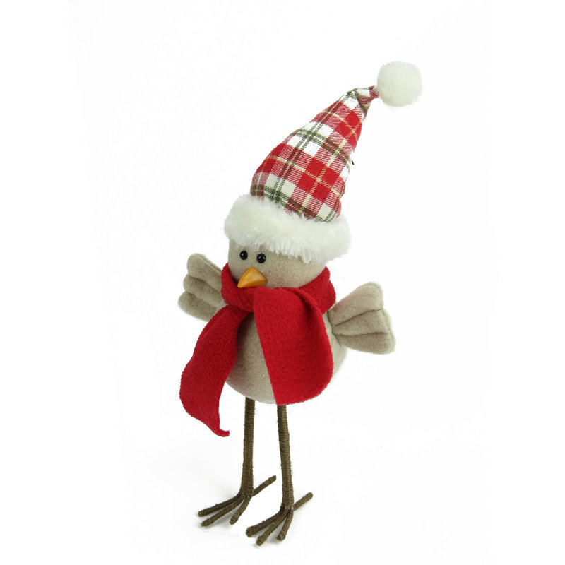 Figurine de Noël 10 po avec écharpe rouge et chapeau écossais beige 10 po