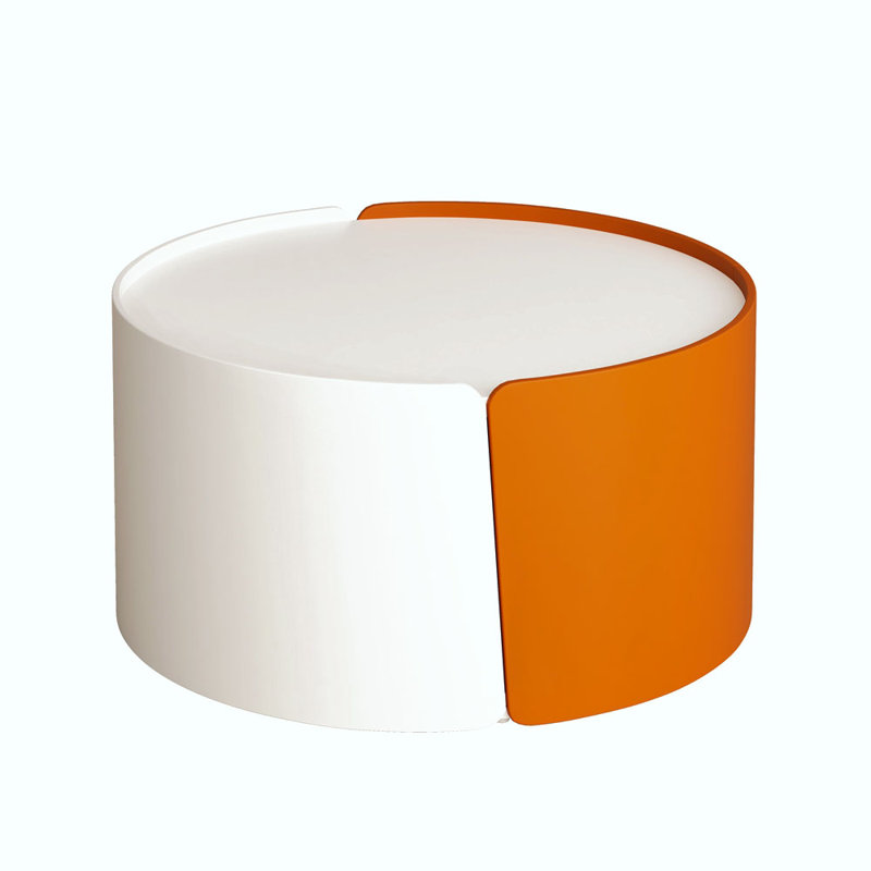 Nesting Coffee Table, Round Nesting Tables and End Tables for Small Space, Antique White/Orange