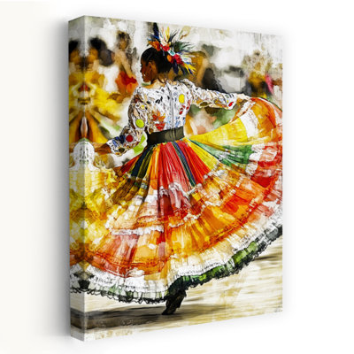 Joyeuse danse mexicaine colorée et vibrante, art mural traditionnel