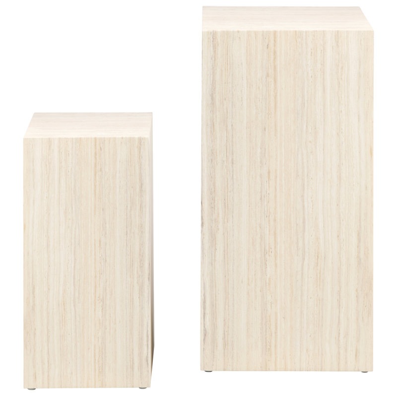 Brisilda Block End Table Set, Travertine