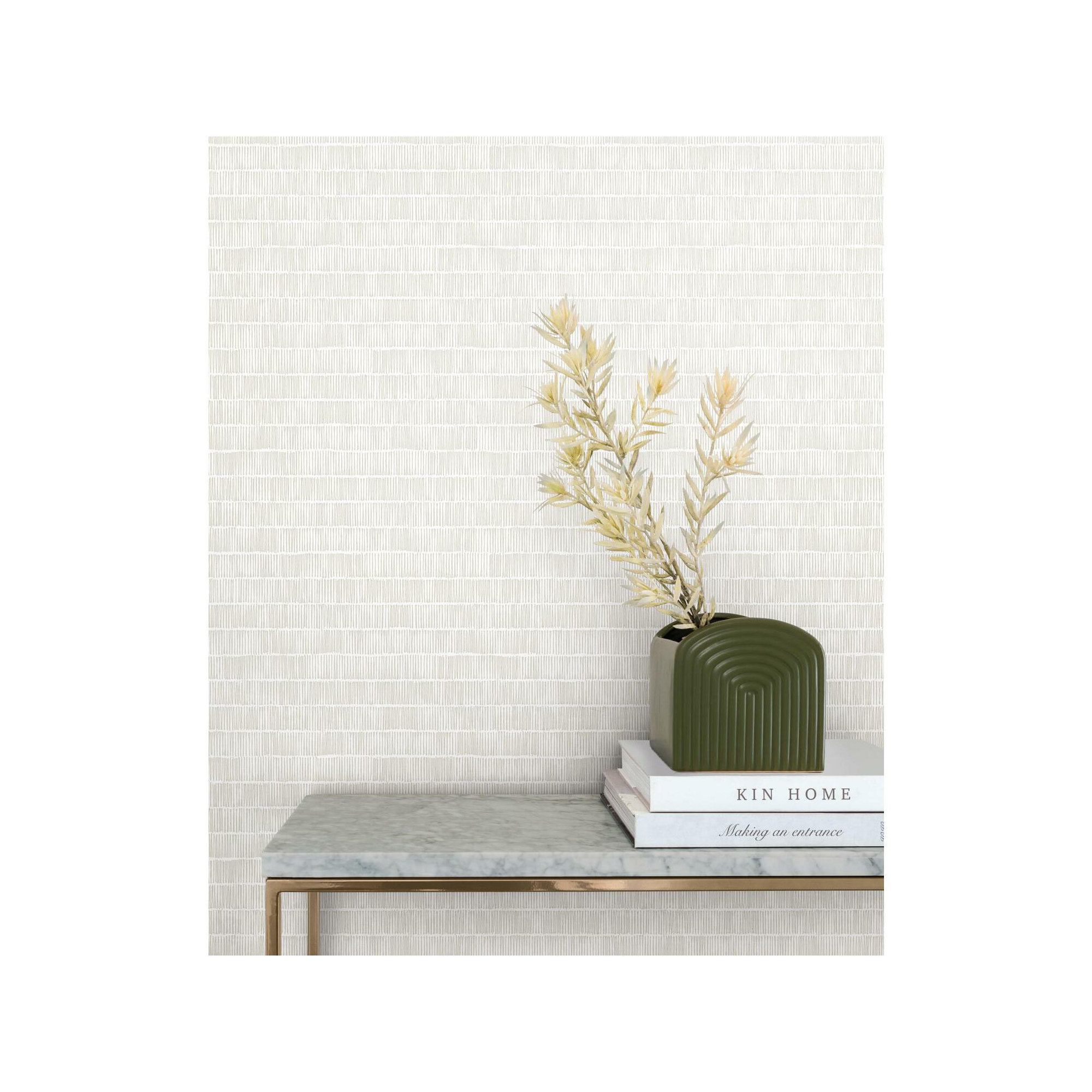 Williamsburg Striped Wallpaper, White/Cream
