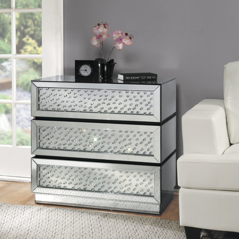 Console avec miroir et faux cristaux (assemblé)