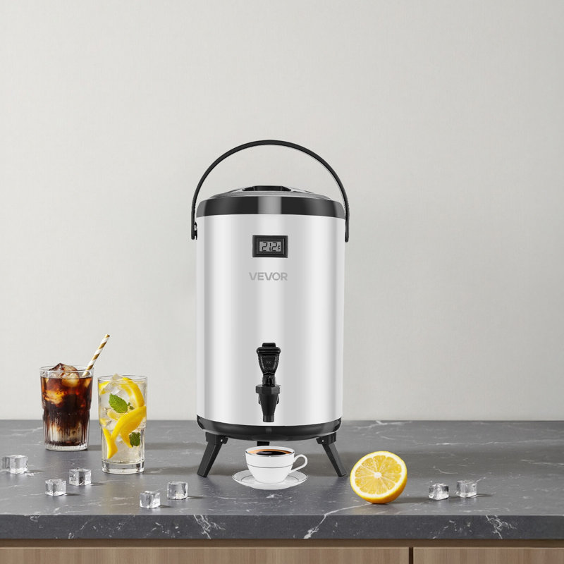 Distributeur de boissons isotherme 3,2 gallons pour boissons chaudes et froides argenté