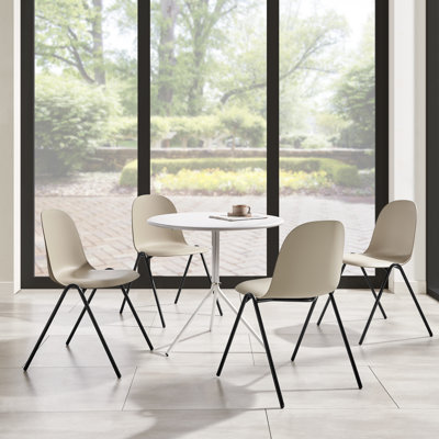 Berlin Contemporary Minimalist Stackable Plastic Dining Chair with Metal Leg, Quick Assembly, Indoor/Outdoor Chair (Set of 4) by Xdeco