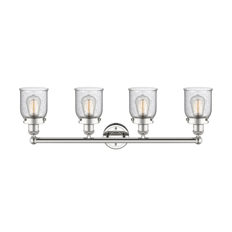 Éclairage pour meuble-lavabo à 4 lumières à intensité variable Asheton, Grainé, Nickel poli