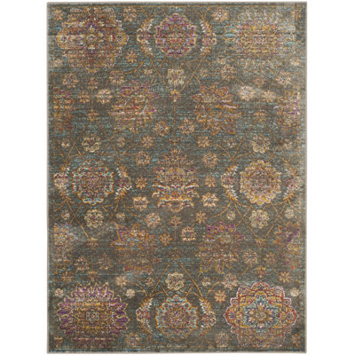 Tapis en viscose Beausejour en ikat brun / gris