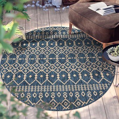 Tapis intérieur / extérieur bleu Marshanna Nord Trellis
