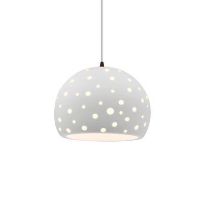 Luminaire suspendu sphère 1 lumière perforée - Bisque - Bronze foncé - l 10 po x H 7,75 po - ampoule remplaçable - cordon blanc
