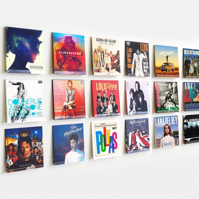 18 Pack Clear Acrylic Vinyl Record Wall Mount Shelves, Floating Display Holder For Album Storage, Books, Magazines, Picture Frames And Home Decor