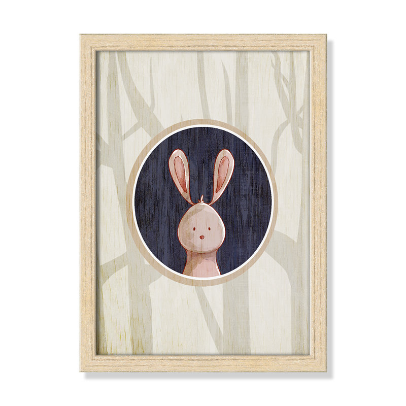 «Juvenile Forest Animals», impression sur papier, H 14 po x l 10 po x P 1,18 po, Encadré de boîte beige