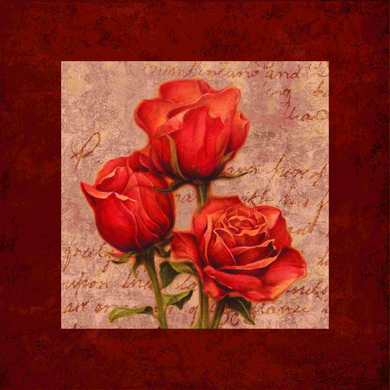 Red Roses 4 - peinture sur toile tendue, H 12 po x l 12 po