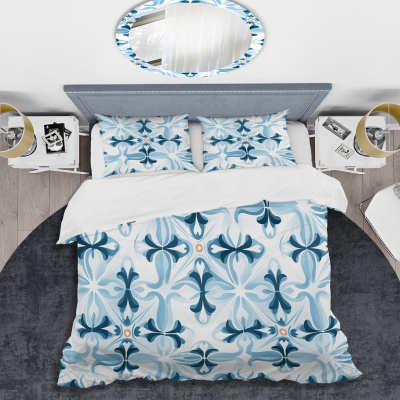 Literie Nordic Geometric Serenity II, Housse de couette simple + 1 taie décorative stan